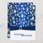Blaue und weiße Schneeflocken Einladung Hochzeit (Vorne/Hinten)