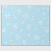 Blaue und weiße Schneeflocken Geschenkpapier (Flach)