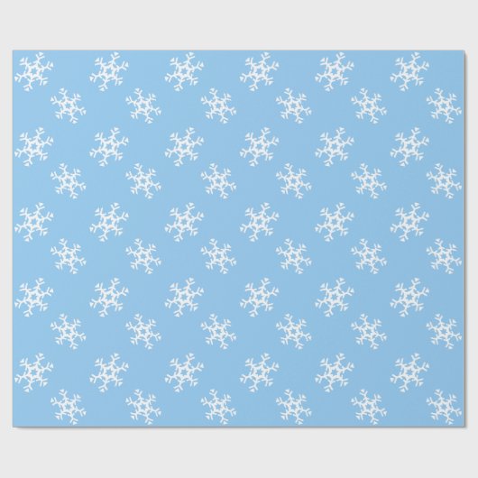 Blaue und weiße Schneeflocken Geschenkpapier (Flach)