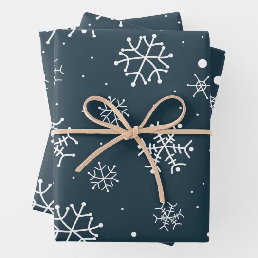 Blaue und weiße Schneeflocken Geschenkpapier Set (Beispiel)