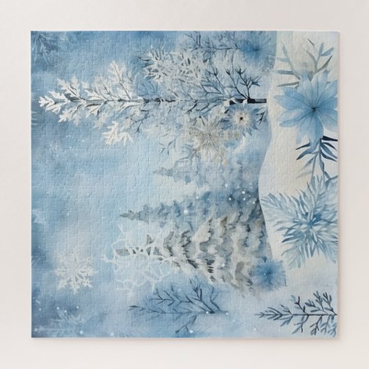 Blaue und weiße Schneeflocken im Winterschnee Puzzle (Vertikal)