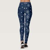 Blaue und weiße Schneeflocken Leggings (Rückseite)