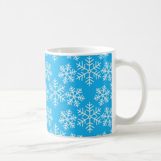 Blaue und weiße Schneeflocken Muster Weihnachten Kaffeetasse (Rechts)