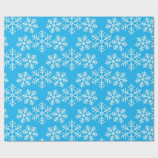 Blaue und weiße Schneeflocken Muster Weihnachten W Geschenkpapier (Flach)