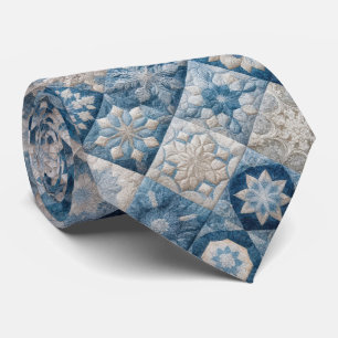 Blaue und weiße Schneeflocken-Quiltdecke Krawatte