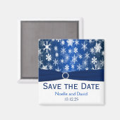 Blaue und weiße Schneeflocken Speichern Sie das Da Magnet (Vorderseite/Rückseite)