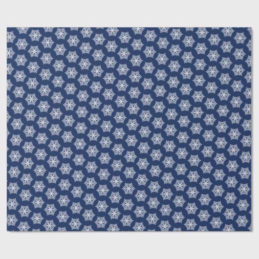 Blaue und weiße Schneeflocken Weihnachten Geschenkpapier (Flach)