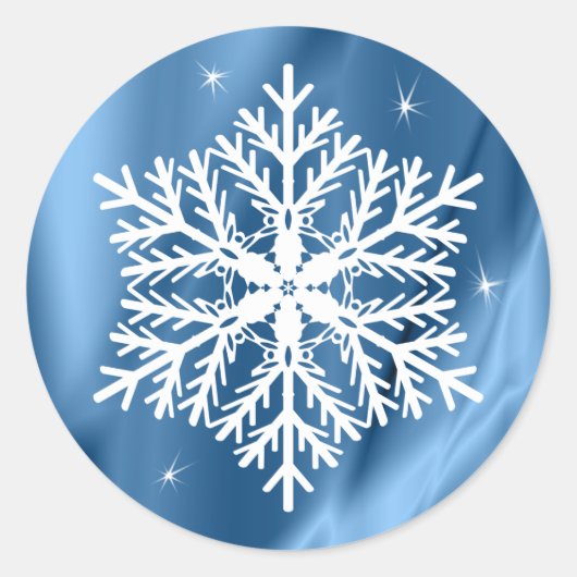 Blaue und weiße Schneeflocken Weihnachtsferien Runder Aufkleber (Vorderseite)