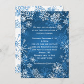 Blaue und weiße Schneeflocken Weihnachtsfest Party Einladung (Vorne/Hinten)