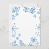 Blaue und weiße Schneeflocken Weihnachtsfest Party Einladung (Rückseite)