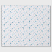 Blaue und weiße Schneeflocken Winter Moderne Weihn Geschenkpapier (Flach)