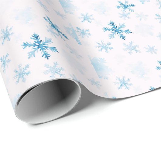 Blaue und weiße Schneeflocken Winter Moderne Weihn Geschenkpapier (Rolleneckpunkt)