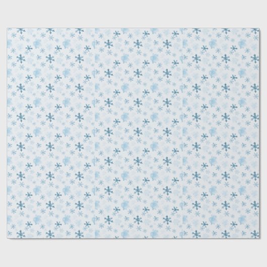 Blaue und weiße Schneeflocken Winter Moderne Weihn Geschenkpapier (Flach)