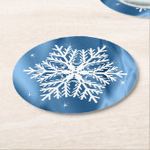 Blaue und weiße Schneeflocken Winterferien Weihnac Runder Pappuntersetzer (Angewinkelt)