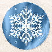 Blaue und weiße Schneeflocken Winterferien Weihnac Runder Pappuntersetzer (Vorderseite)