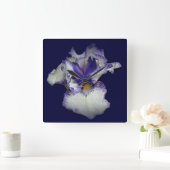 Blaue und weiße Schwertlilie-Blume Quadratische Wanduhr (Zuhause)