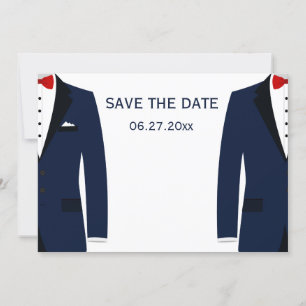 Blaue und weiße schwule Hochzeit Save The Dates Date