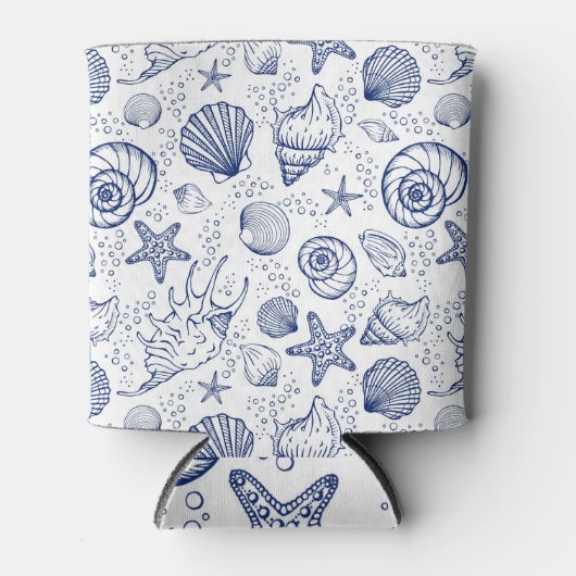 Blaue und weiße Seashell Starfish können kühler we Dosenkühler (Vorderseite)
