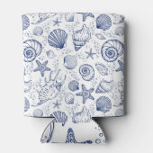 Blaue und weiße Seashell Starfish können kühler we Dosenkühler (Rückseite)