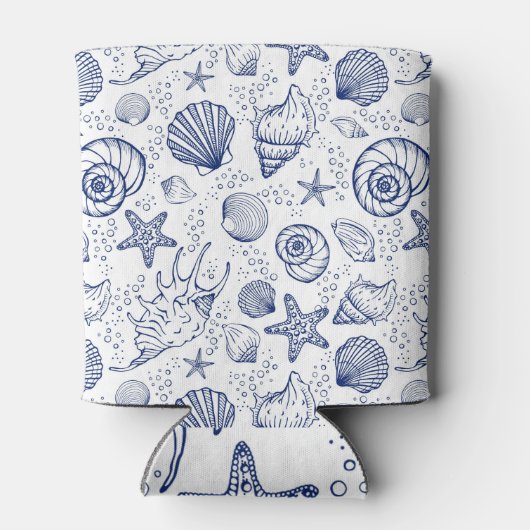 Blaue und weiße Seashell Starfish können kühler we Dosenkühler (Rückseite)