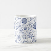 Blaue und weiße Seashell Starfish Tasse (Mittel)