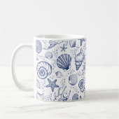 Blaue und weiße Seashell Starfish Tasse (Links)