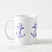 Blaue und weiße Seekaffeetasse mit Ankern Kaffeetasse (Links)