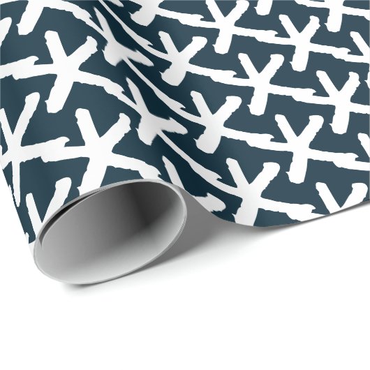 Blaue und weiße Seemannskulptur Modernes Geschenk Geschenkpapier (Rolleneckpunkt)