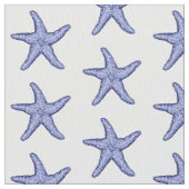 Blaue und weiße Seesterne Stoff (Nahaufnahme)
