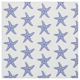 Blaue und weiße Seesterne Stoff