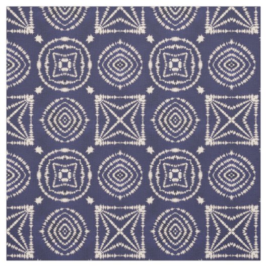 Blaue und weiße Shibori Geometrie Stoff (Muster)