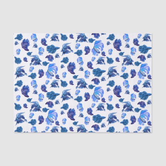 Blaue und weiße Siamesen kämpfen Fisch Seidenpapier (Vorderseite)