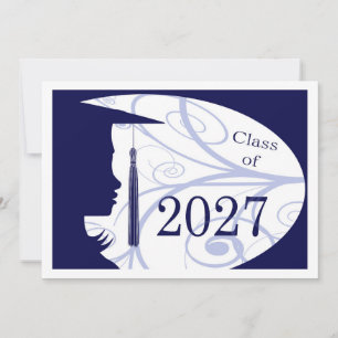 Blaue und Weiße Silhouette 2027 Karte