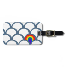 Blaue und weiße Skizze Scallop Muster & Regenbogen