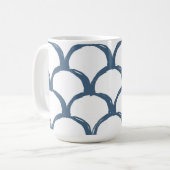 Blaue und weiße Skizze Scallop Muster & Regenbogen Kaffeetasse (Vorderseite Links)