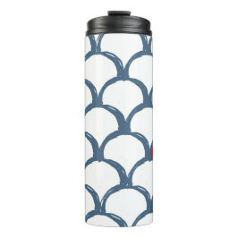 Blaue und weiße Skizze Scallop Muster & Regenbogen Thermosbecher