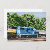 Blaue und weiße "smurf"-Lokomotive des KN-Codes 49 Postkarte (Vorne/Hinten)