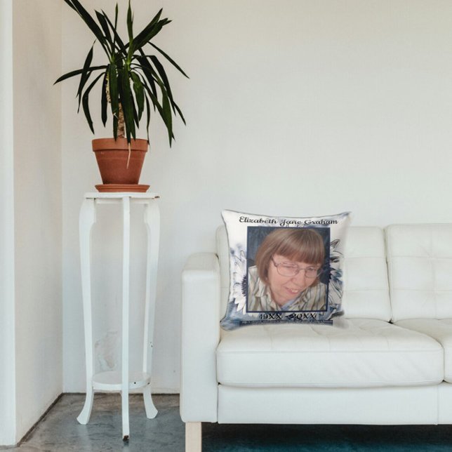 Blaue und weiße Sonnenblumen | FOTO | Beerdigung Kissen (Von Creator hochgeladen)