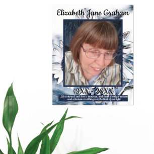 Blaue und weiße Sonnenblumen FOTO Beerdigung Poster