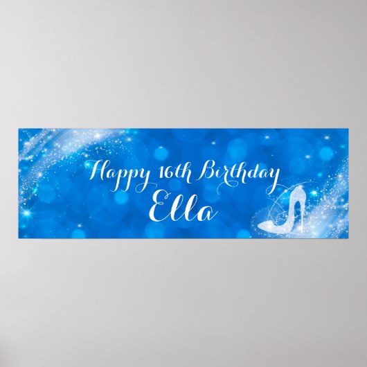 Blaue und weiße Sparkle Aschenputtel Ferse Custom Poster (Vorne)