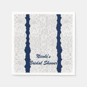 Blaue und weiße Spitze, helle elegante rustikale P Serviette