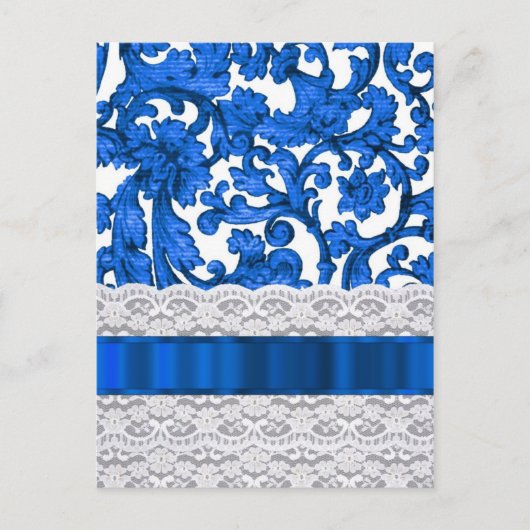 Blaue und weiße Spitze Postkarte (Vorderseite)