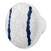 Blaue und weiße Spitzen Rustikale Romantische Eleg Keramikknauf (Rechts)