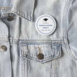 Blaue und Weiße Sportliche Abschlussfeier Button