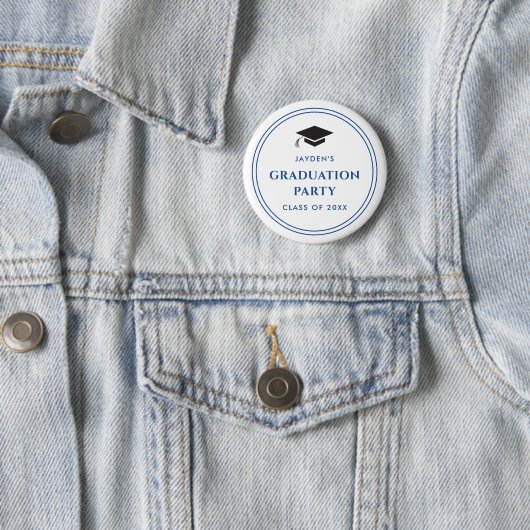 Blaue und Weiße Sportliche Abschlussfeier Button (Beispiel)