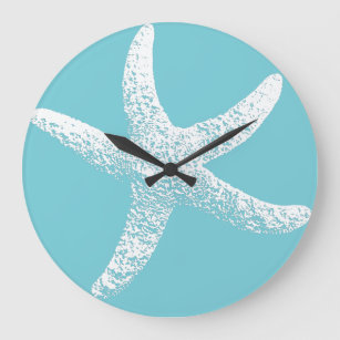 Blaue und weiße Starfish-Uhr Große Wanduhr