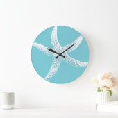 Blaue und weiße Starfish-Uhr Große Wanduhr (Zuhause)