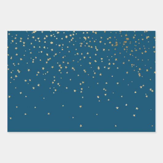 Blaue und weiße Sterne Geschenkpapier Set (Vorderseite 3)