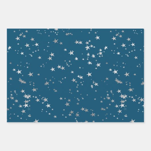 Blaue und weiße Sterne Geschenkpapier Set (Vorderseite 2)
