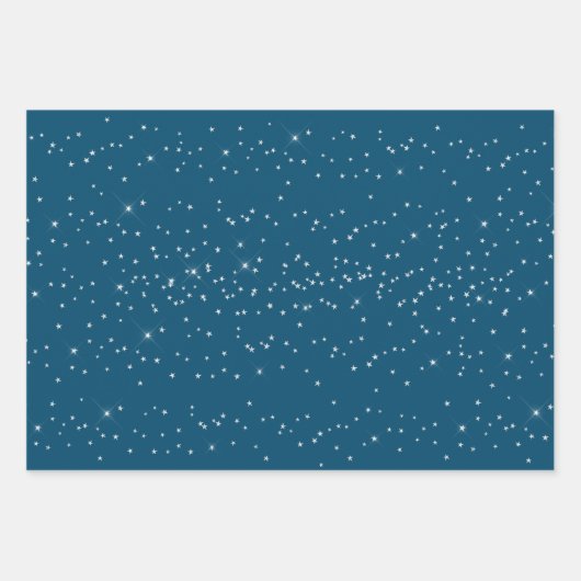Blaue und weiße Sterne Geschenkpapier Set (Vorderseite)
